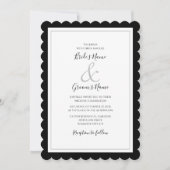 Elegante Monogram Black & White Wedding Einladung (Vorderseite)
