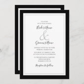 Elegante Monogram Black & White Wedding Einladung (Vorne/Hinten)
