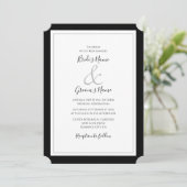 Elegante Monogram Black & White Wedding Einladung (Stehend Vorderseite)