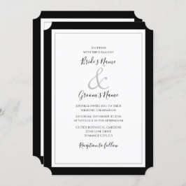 Elegante Monogram Black & White Wedding Einladung