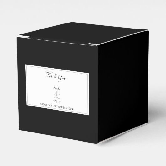 Elegante Monogram Black & White Wedding Geschenkschachtel (Vorderseite)