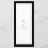 Elegante Monogram Black & White Wedding Menükarte (Rückseite)