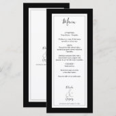 Elegante Monogram Black & White Wedding Menükarte (Vorne/Hinten)