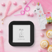 Elegante Monogram Black & White Wedding Pappteller (Party)