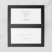 Elegante Monogram Black & White Wedding Platzkarte (Außenseite Aufgefaltet)