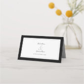 Elegante Monogram Black & White Wedding Platzkarte (Rückseite)