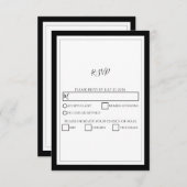 Elegante Monogram Black & White Wedding RSVP Karte (Vorne/Hinten)