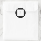 Elegante Monogram Black & White Wedding Runder Aufkleber (Tasche)