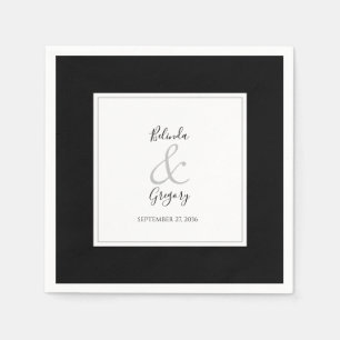 Elegante Monogram Black & White Wedding Serviette