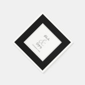 Elegante Monogram Black & White Wedding Serviette (Ecke)