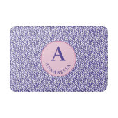 Elegante Monogram Blue Abstrakt Lines Badematte (Vorderseite)