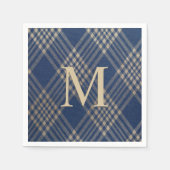 Elegante Monogram Blue and Tan Kariert Serviette (Vorderseite)