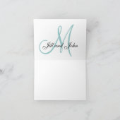 Elegante Monogram Blue Dankeschön Card Dankeskarte (Innenseite)