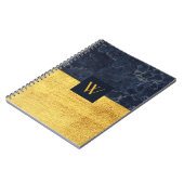 Elegante Monogram Blue Gold Marmor Notizblock (Linke Seite)
