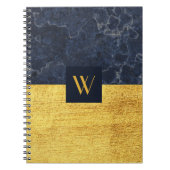 Elegante Monogram Blue Gold Marmor Notizblock (Vorderseite)