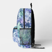 Elegante Monogram Blue Green Blätter Bedruckter Rucksack (Rechts)