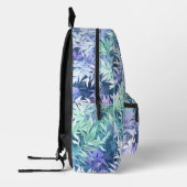 Elegante Monogram Blue Green Blätter Bedruckter Rucksack (Links)