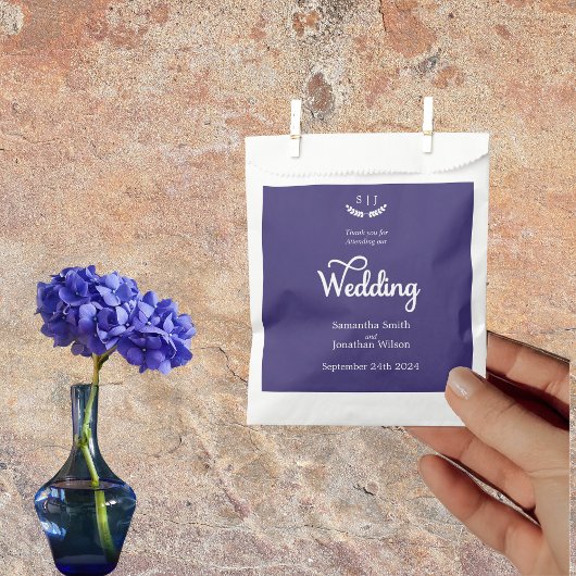 Elegante Monogram Blue Jewel Tone Wedding Geschenktütchen