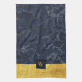 Elegante Monogram Blue Marble Geschirrtuch (Vertikal)