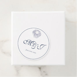 Elegante Monogram Blue Muschel Wedding Geschenkanhänger