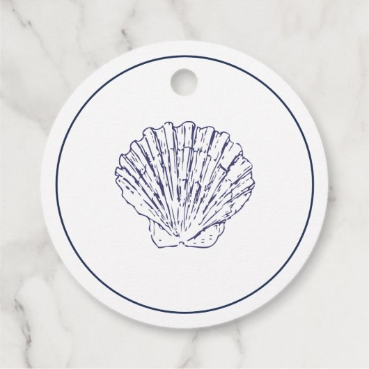 Elegante Monogram Blue Muschel Wedding Geschenkanhänger (Rückseite)