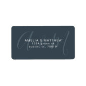 Elegante Monogram Blue Return Address Label Adressaufkleber (Vorne)