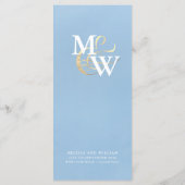 Elegante Monogram Blue Sea Glass Wedding Menükarte (Rückseite)