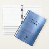 Elegante Monogram Blue Travel Notizblock (Innen)