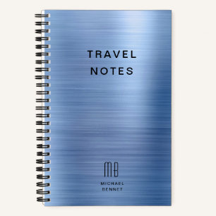Elegante Monogram Blue Travel Notizblock