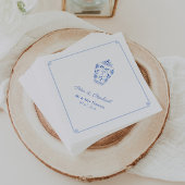 Elegante Monogram Blue White Chinoiserie Wedding Serviette