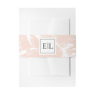 Elegante Monogram Blush Floral Wedding Einladungsbanderole