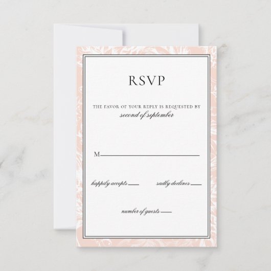 Elegante Monogram Blush Floral Wedding rsvp Karte (Vorderseite)