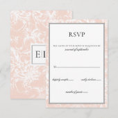 Elegante Monogram Blush Floral Wedding rsvp Karte (Vorne/Hinten)