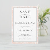 Elegante Monogram Blush Floral Wedding Save The Date (Stehend Vorderseite)