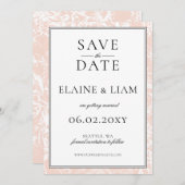 Elegante Monogram Blush Floral Wedding Save The Date (Vorne/Hinten)