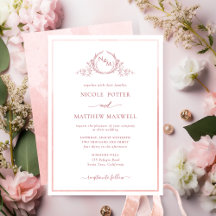 Elegante Monogram Blush Pink Watercolor Wedding In