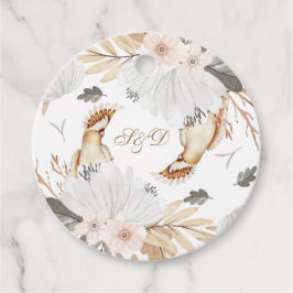 Elegante Monogram Boho Aquarellfarben Blume & Vöge Geschenkanhänger