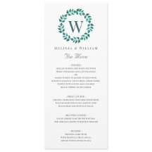 Elegante Monogram Botanical Green Aquamarin Weddin