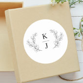 Elegante Monogram Botanische Leaf-Hochzeit Runder Aufkleber