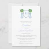 Elegante Monogram Boxwood Boy Taufe Celebration Einladung (Vorderseite)