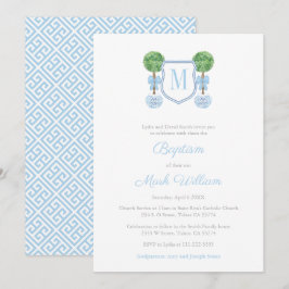 Elegante Monogram Boxwood Boy Taufe Celebration Einladung