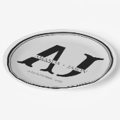 Elegante Monogram Bride Groom Names Wedding Party Pappteller (Schrägansicht)