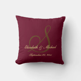 Elegante Monogram Bride Groom Names Wedding Pillow Kissen