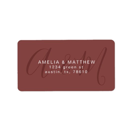 elegante monogram burgundy-Rücksendeadresse Adressaufkleber (Vorne)