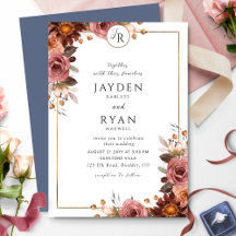 Elegante Monogram Burgundy und Blue Wedding