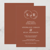 Elegante Monogram Burnt Orange Terracotta Wedding Einladung (Vorne/Hinten)