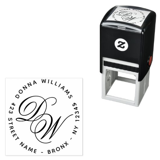 Elegante Monogram Calligraphy 2 Initials Address Permastempel (Beispiel)
