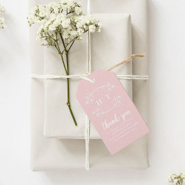 Elegante Monogram Calligraphy Pink Wedding Geschenkanhänger