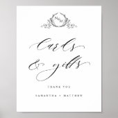 Elegante Monogram Cards und Geschenke Wedding Sign Poster (Vorne)