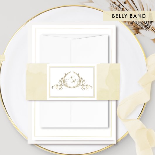 Elegante Monogram Champagne Watercolor, Wedding Einladungsbanderole